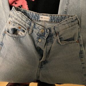 Zara raw hem straight jeans